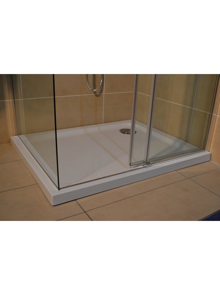 Diamond 35mm 700 x 700 White Square Stone Slimline Shower Tray & Chrome